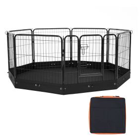 Dog Playpen, 8 Pcs 24 x 24 in Panels Foldable Metal Pet Exercise Pen, Dog Fence Indoor and Outdoor Pen with Door, Storage Bag and Bottom Pad