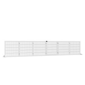 Wooden Pet Gate, 6-Panel Folding Dog Safety Barrier with Support Feet for Small & Medium Dogs, White