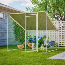 84"x78.7"x72.7" Walk-In Metal Chicken Coop,Slanted Roof,Heavy-Duty All-Weather Poultry Cage with Waterproof & Anti-UV Cover