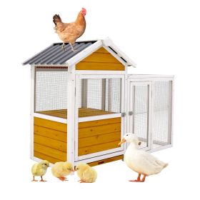 Large outdoor chicken coop Wooden chicken coop, duck coop with nest box, bird cage, rabbit cage - waterproof PVC board ( yellow brown gradient 80