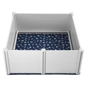 Dog Whelping Box, 59.8 x 59.8 x 24.0in Whelping Box for Dogs and Puppies, Whelping Pen for Puppies, Dog Birthing Box with Rails and Washable Pee