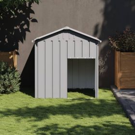 Dog House Light Grey Galvanized Steel Medium Durable Dog House (Color: Gray)